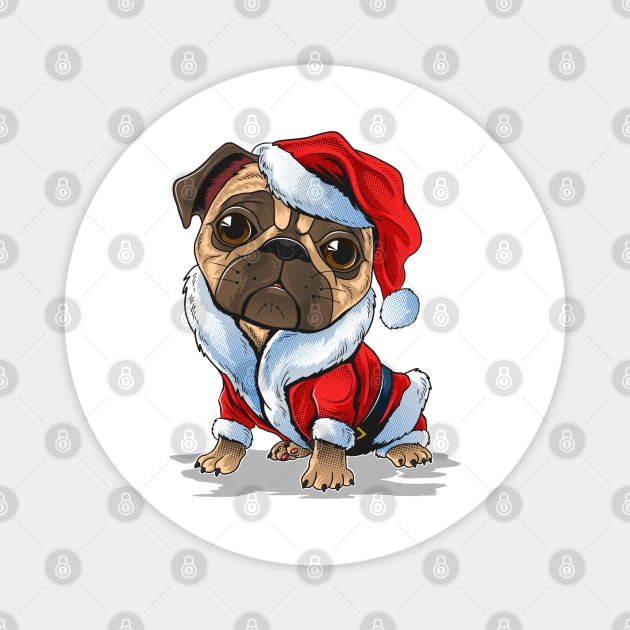 Cute Christmas Pug Santa Suit Magnet by HolidayBug